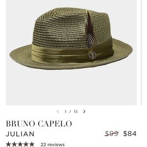 Bruno Capelo Julian Olive Straw Fedora Hat